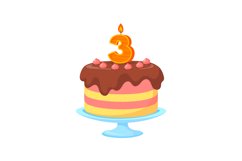 Cake on stand. Delicious pastry with candle for congratulati Product Image 1