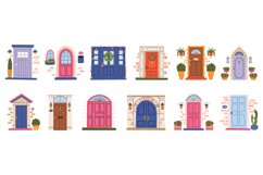 Hand drawn vintage front wooden doors, house or apartment en Product Image 1