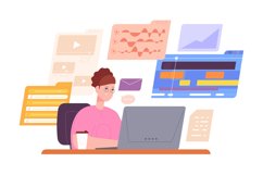 Woman content manager. Freelance entrepreneur design marketi Product Image 1