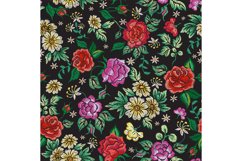 Floral embroidery pattern. Embroidered background, flower ga Product Image 1