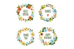 Abstract flowers wreaths. Romantic beautiful circles, floral Product Image 1