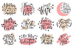 Handwritten romantic love valentines day lettering quotes. H Product Image 1