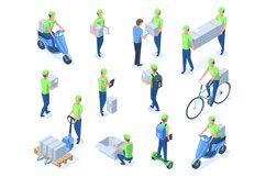 Isometric courier characters, logistic, delivery service wor Product Image 1
