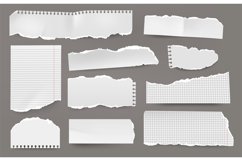 Torn paper sheet. Realistic white sticky memo pages with tor Product Image 1