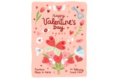 Valentine day poster. Festive party banner with romantic lov Product Image 1
