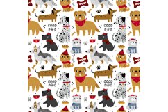Seamless pattern cute dogs. Different breeds puppies, nurser Product Image 1