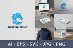 Stylish Blue Horse Head Logo Design Concept Product Image 2