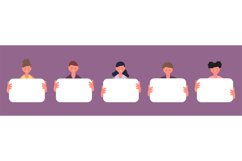 Children holding empty white banners. Cute cartoon kids with Product Image 1