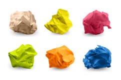 Crumpled color paper. Realistic wasted crinkled page paper t Product Image 1