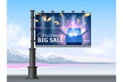 Realistic billboard advertisement design. Christmas discount Product Image 1