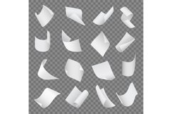 Flying curl papers. Realistic blank office pages, twisted wh Product Image 1