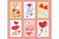 Cute Valentine day cards. Romantic greeting postcards. Love Product Image 1