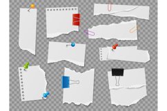 Pinned note paper. Realistic stationery elements. 3D pages w Product Image 1