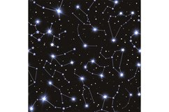 Stars seamless pattern. Zodiacal constellations in night sky Product Image 1