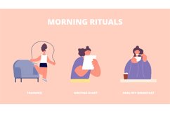 Morning rituals. Training, healthy breakfast and writing dia Product Image 1