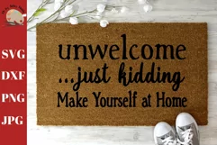 Unwelcome Just Kidding Welcome mat diy doormat svg dxf file Product Image 1
