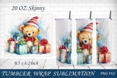 Bear tumbler, Christmas tumbler wrap, Kids tumbler 20oz Product Image 1