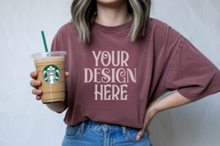Comfort Colors 1717 Pepper T-shirt Mockups, Real Model Product Image 1