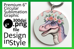 Gorgeous Keychain Circle Design PNG , Cute Dino Product Image 1