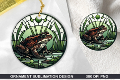 Cute Frog Stained Glass Ornament PNG, Digital Download File Product Image 1