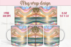 Summer beach palm tree mug wrap 15oz sublimation designs png Product Image 1