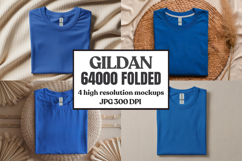 Gildan 64000 Folded Tshirt Mockup , Folded Tee Flat Lay Product Image 1