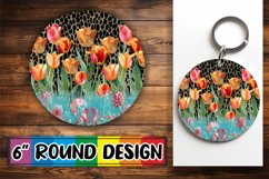 Blossoming Glittery Blossom Sublimation Circle: Keychain, Co Product Image 1