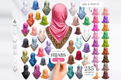 Muslim Clip Art, Hijabs Clipart, Headscarves PNG Product Image 1
