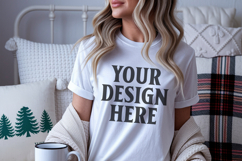 Christmas Bella Canvas 3001 White Shirt Mockup ,Trandy mock Product Image 1