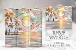 Palm tree summer beach tumbler 20oz wrap sublimation design Product Image 1