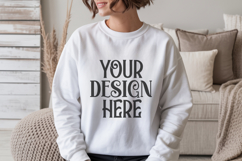 White Gildan 18000 Crewneck Sweatshirt Mockups,G18000 Product Image 1