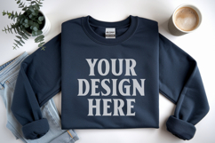 Dark Navy Gildan 18000 Folded Flat Lay Mockups Product Image 1