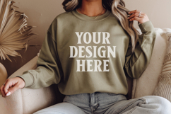 Military Green Gildan 18500 Hoodie Mockup, G18000 Hoodie Mod Product Image 1