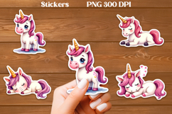 Cute unicorn stickers PNG | Cute animal sticker printable Product Image 1