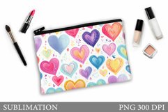Hearts Makeup Bag Design. Hearts Makeup Pouch Sublimation Product Image 1