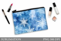Snowflakes Makeup Bag. Christmas Makeup Bag Sublimation Product Image 1
