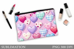 Hearts Makeup Bag Sublimation. Hearts Makeup Pouch Design Product Image 1
