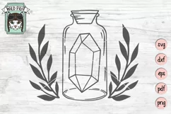 Crystal SVG, Crystal Mason Jar SVG, Crystal Leaves Frame SVG Product Image 1