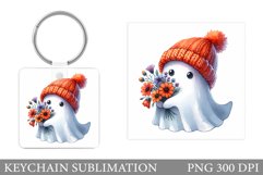 Cute Ghost Keychain Design. Cute Halloween Keychain Product Image 1