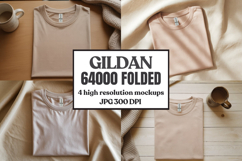 Gildan 64000 Folded Tshirt Mockup , Folded Tee Flat Lay Product Image 1