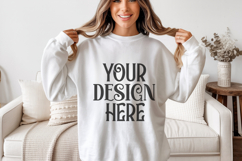 White Gildan 18000 Crewneck Sweatshirt Mockups,G18000 Product Image 1