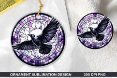 Cute Crow Stained Glass Ornament PNG, Sublimation PNG Design Product Image 1