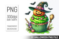 Cupcake With A Halloween Pumpkin, Halloween Clipart PNG File Product Image 1