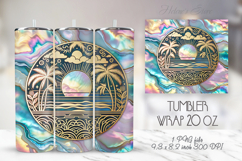 Palm tree summer beach tumbler 20oz wrap sublimation bundle Product Image 3