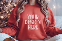 Christmas Gildan 18000 Red Crewneck Sweatshirt Mockup Product Image 1