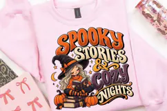 Spooky Stories & Cozy Nights PNG, Halloween Book Lover Product Image 1