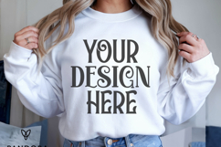 White Gildan 18000 Mockup, Sweatshirt Crewneck Mockups Product Image 1