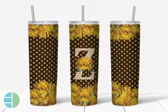 Sunflower Monogram Skinny Tumblers Alpha Sublimation Design Product Image 27