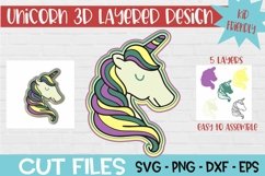 Unicorn 3d Layered SVG Design Product Image 1