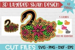 Mandala Swan 3d Layered SVG Design Product Image 1